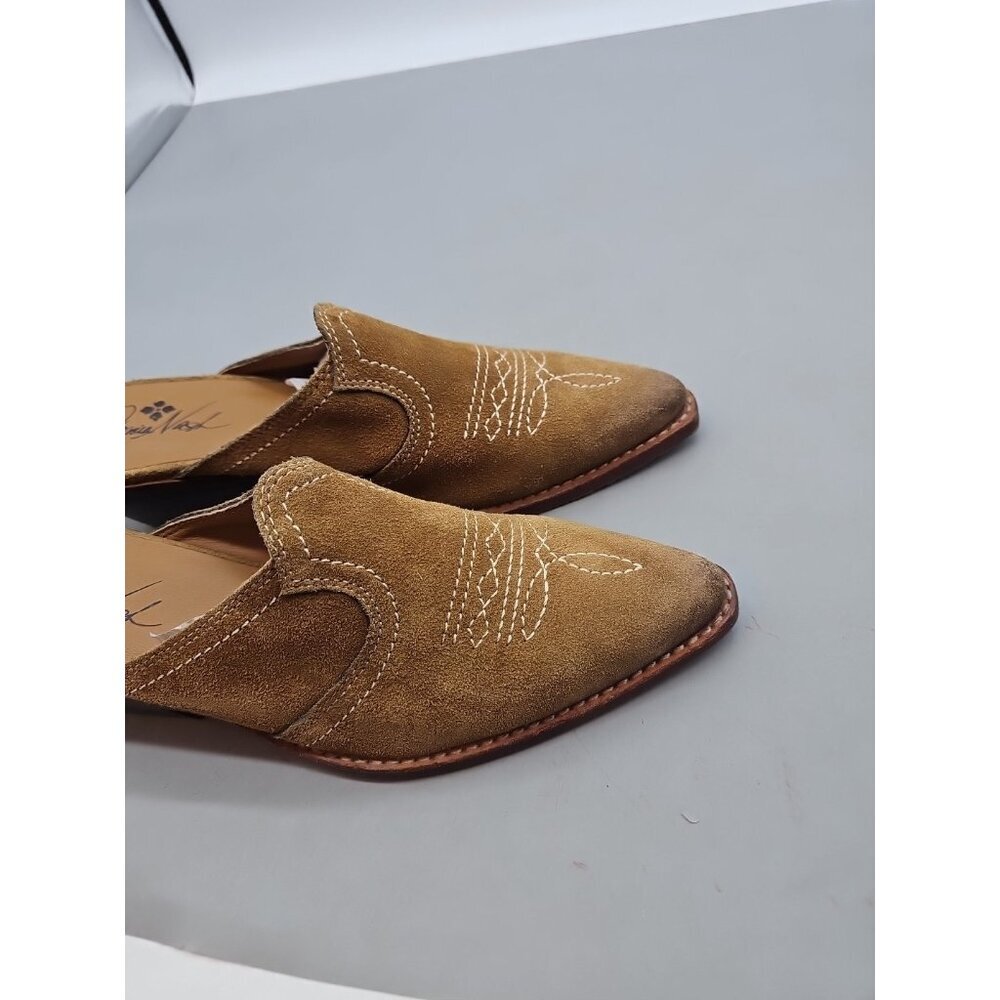Patricia Nash Tan Suede Embroidered Cowboy Slip on Backless Mules Boots 8.5M‎ - Picture 6 of 9